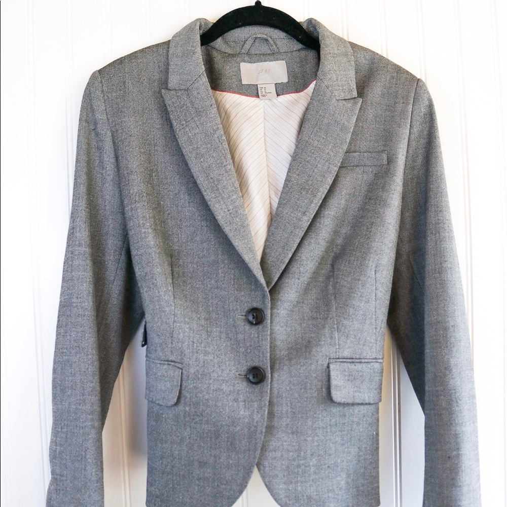 H&M grey sport coat jacket women's size 12/M